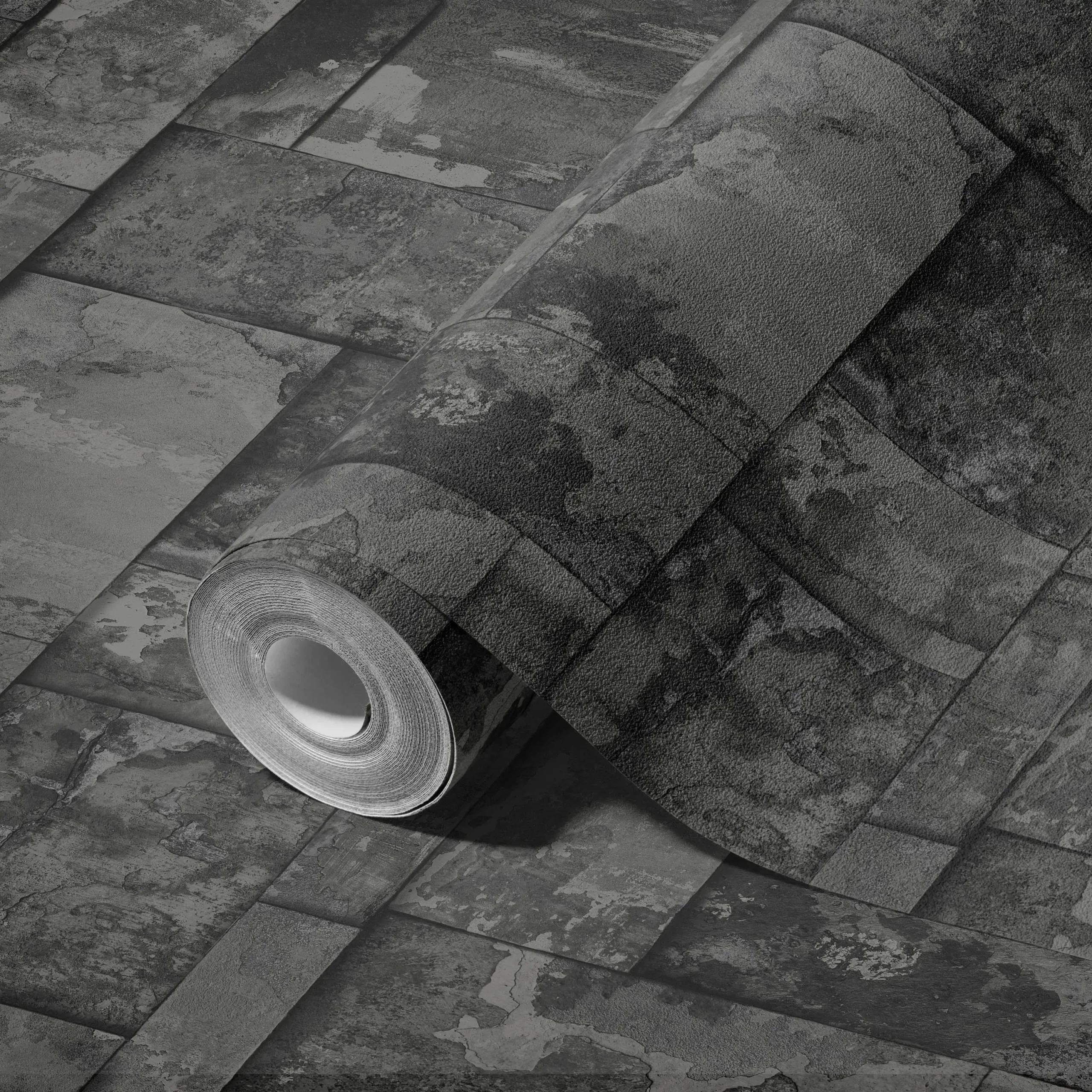 Gray Embossed Wallpaper – Industrial Sophistication (23106-5)